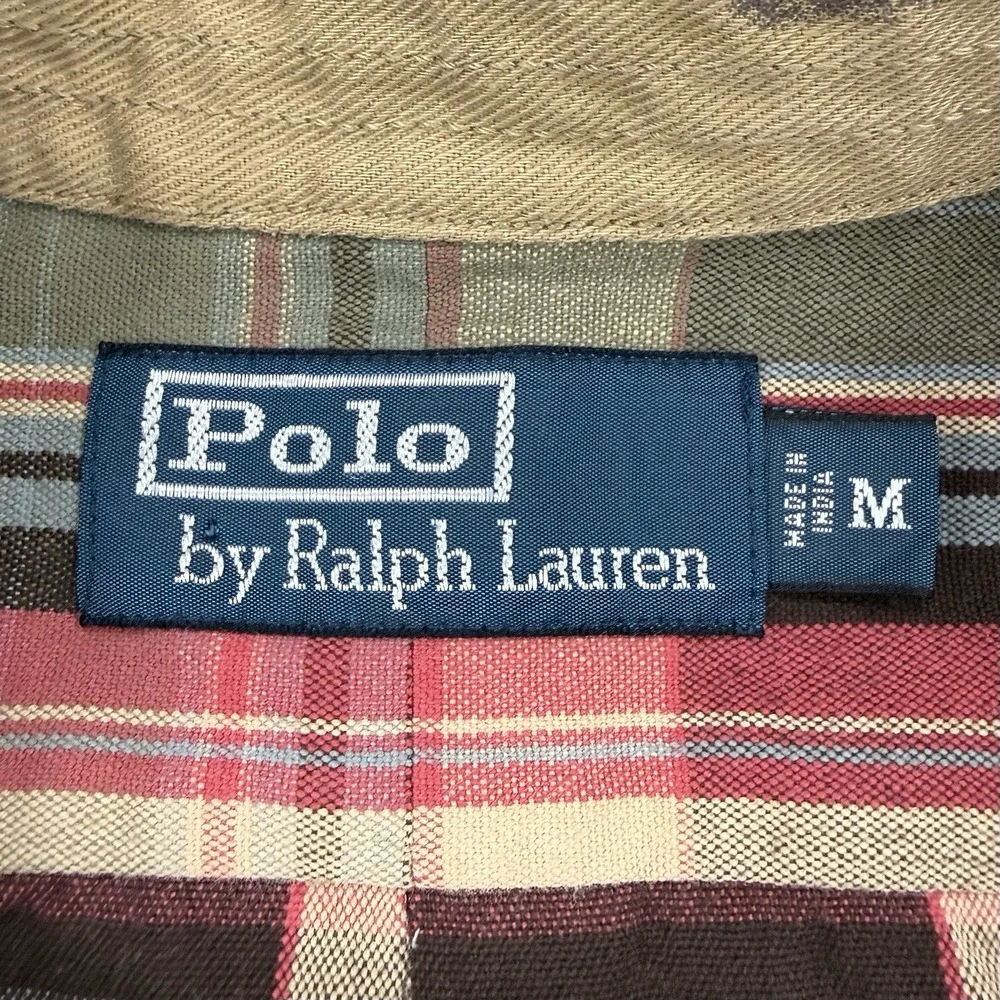 Vintage Polo Ralph Lauren Shirt Men's M Plaid Elbow Patch Chest Pockets Field